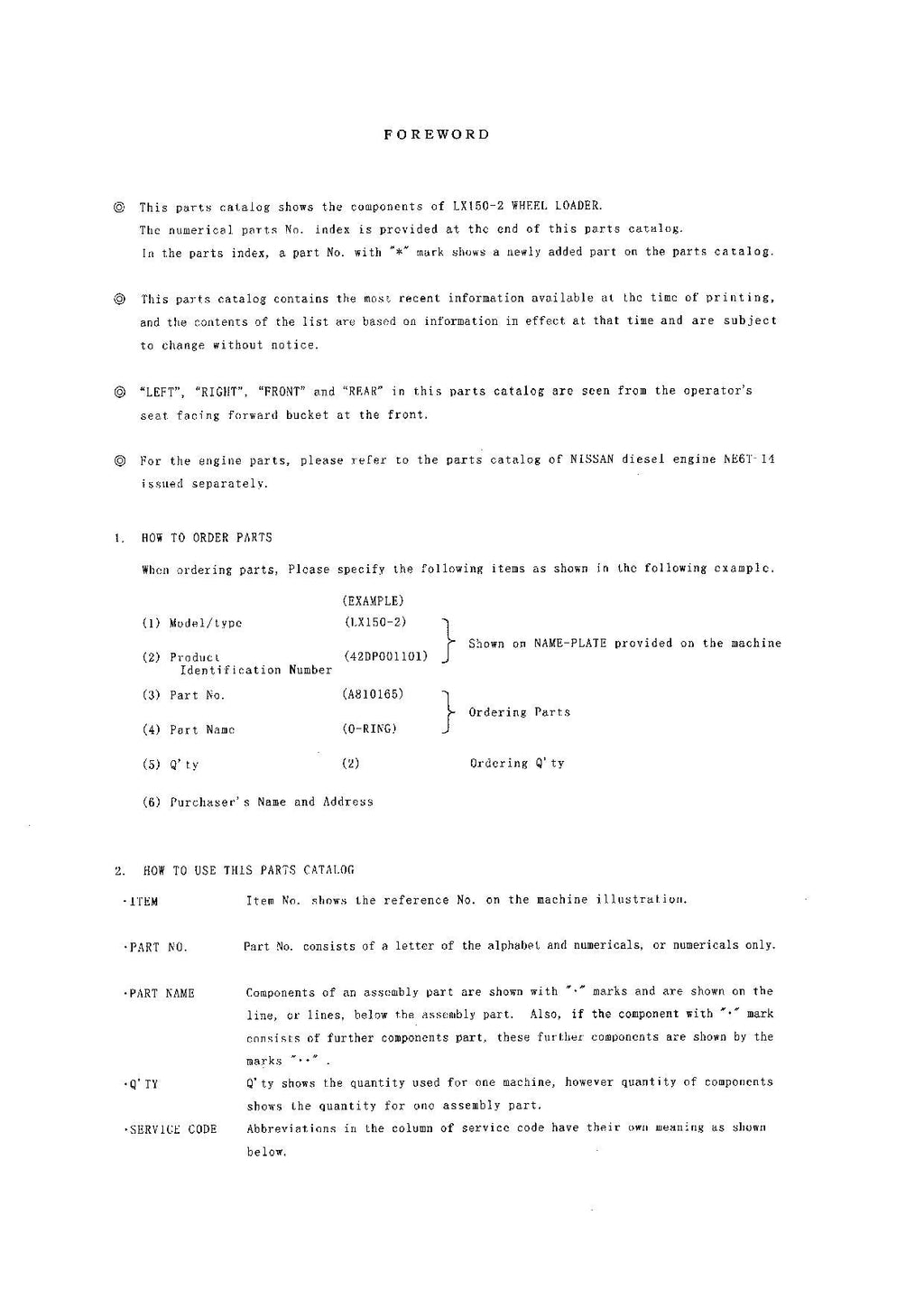 Hitachi LX150-2 Wheel Loader Parts Catalog Manual SN 001001-up