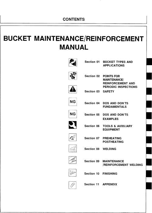 HITACHI BUCKETS EXCAVATOR SERVICE MANUAL