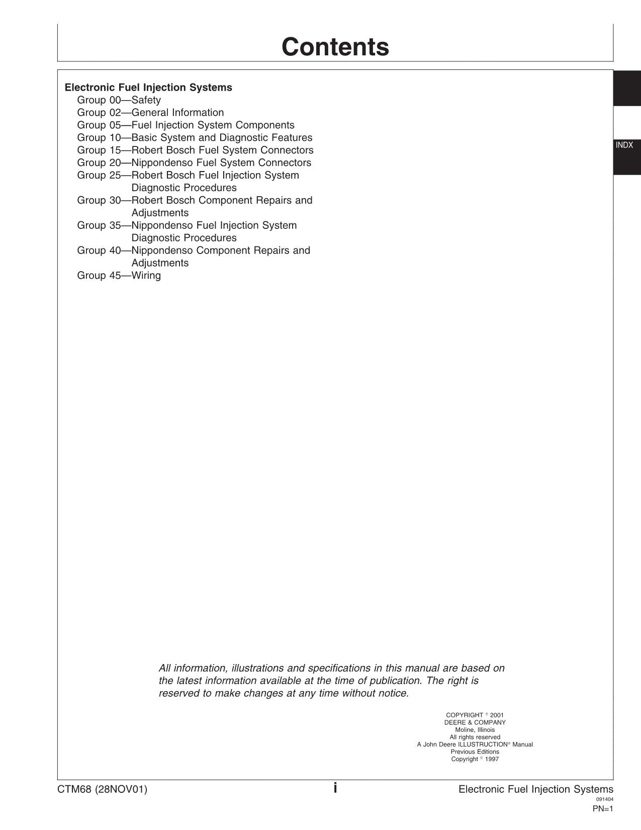 JOHN DEERE ELECTRONIC FUEL INJECTION SYSTEM TECHNICAL MANUAL CTM68
