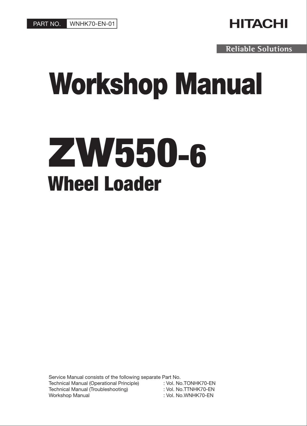 Hitachi ZW550-6 Wheel Loader Workshop Manual