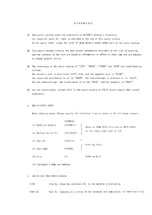 Manual del catálogo de piezas de la excavadora Hitachi EX100-3