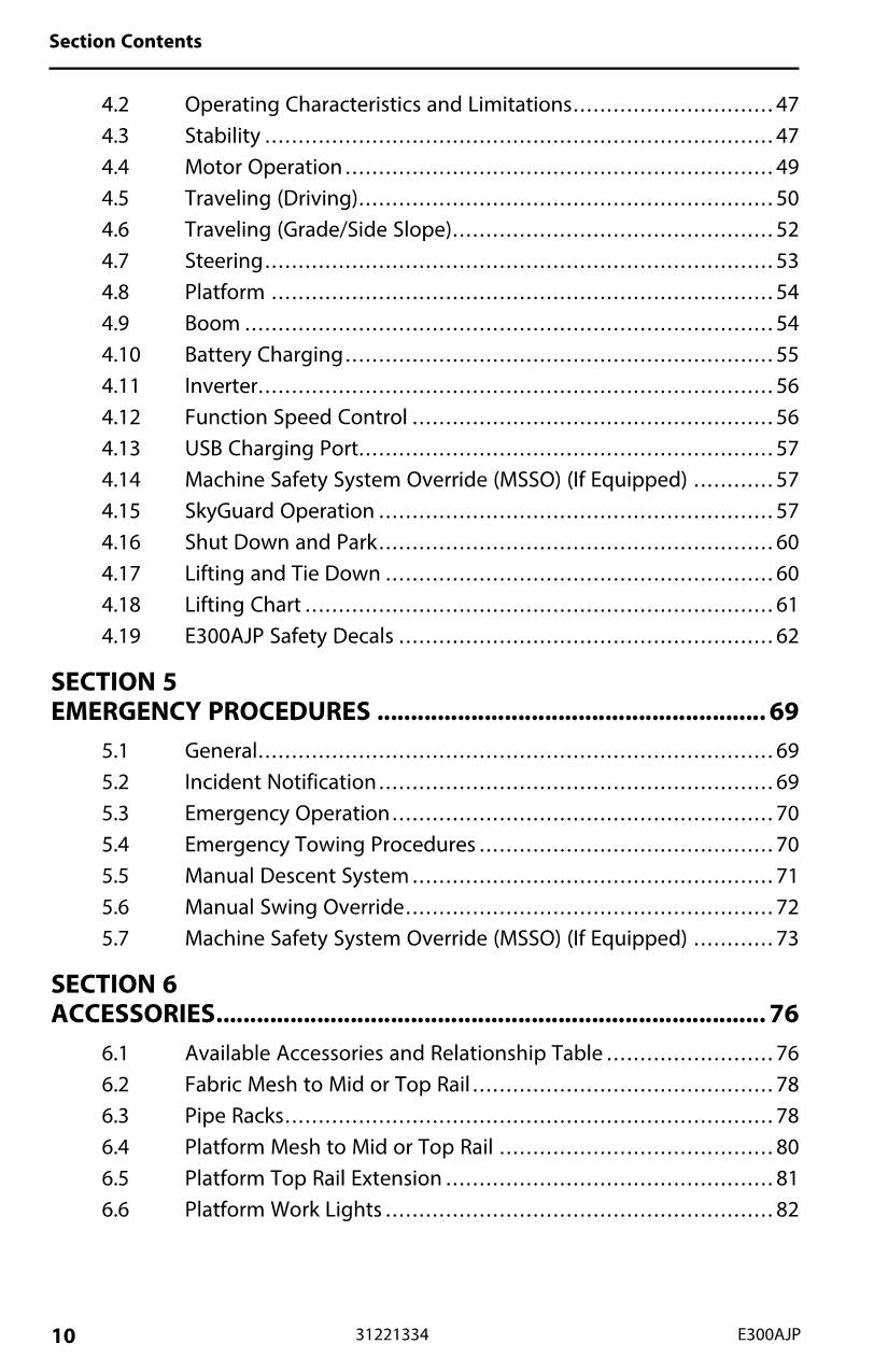 Manual del operador de mantenimiento y operación de la plataforma elevadora JLG E300AJP 31221334