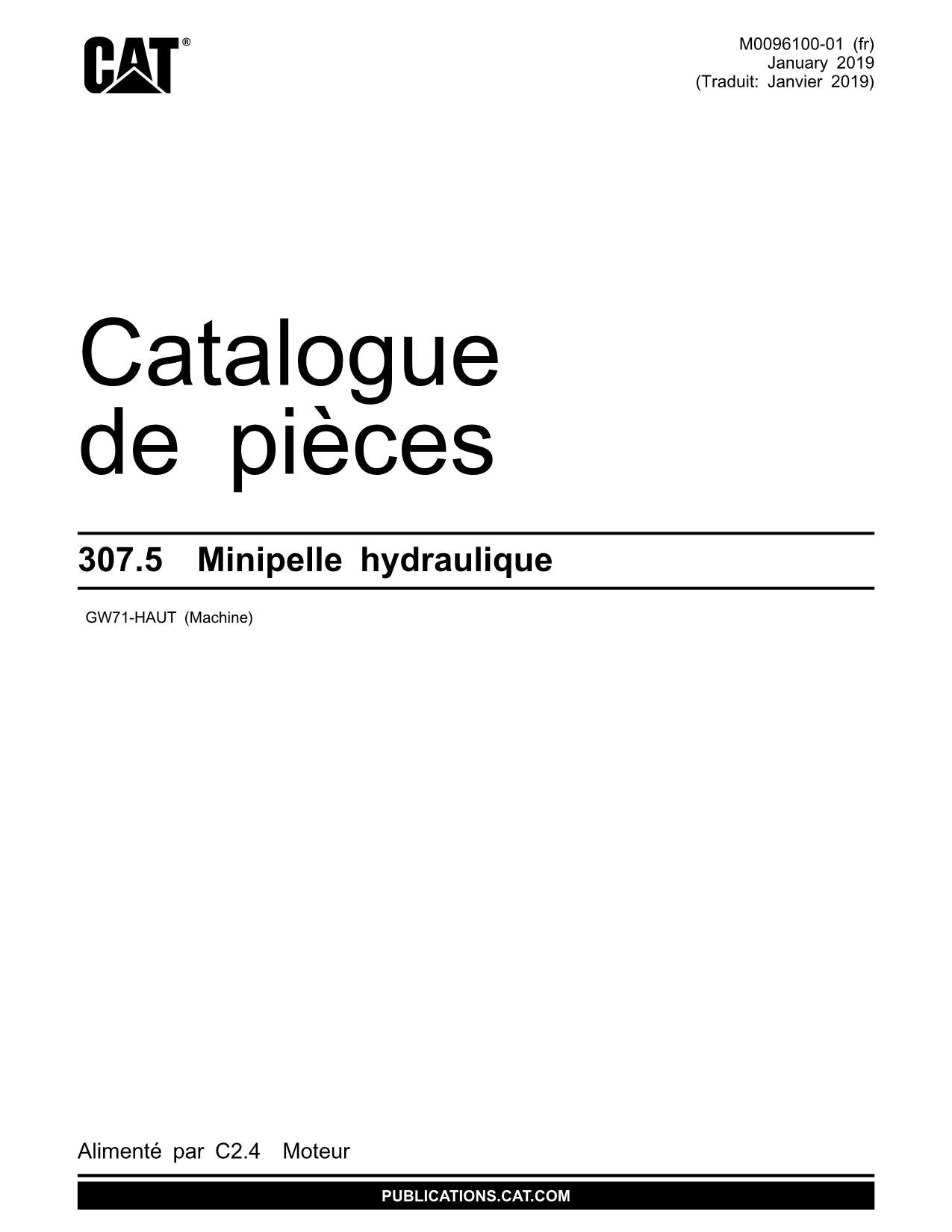 Caterpillar 307.5 Pelle Hydraulique Manual de catálogo de piezas