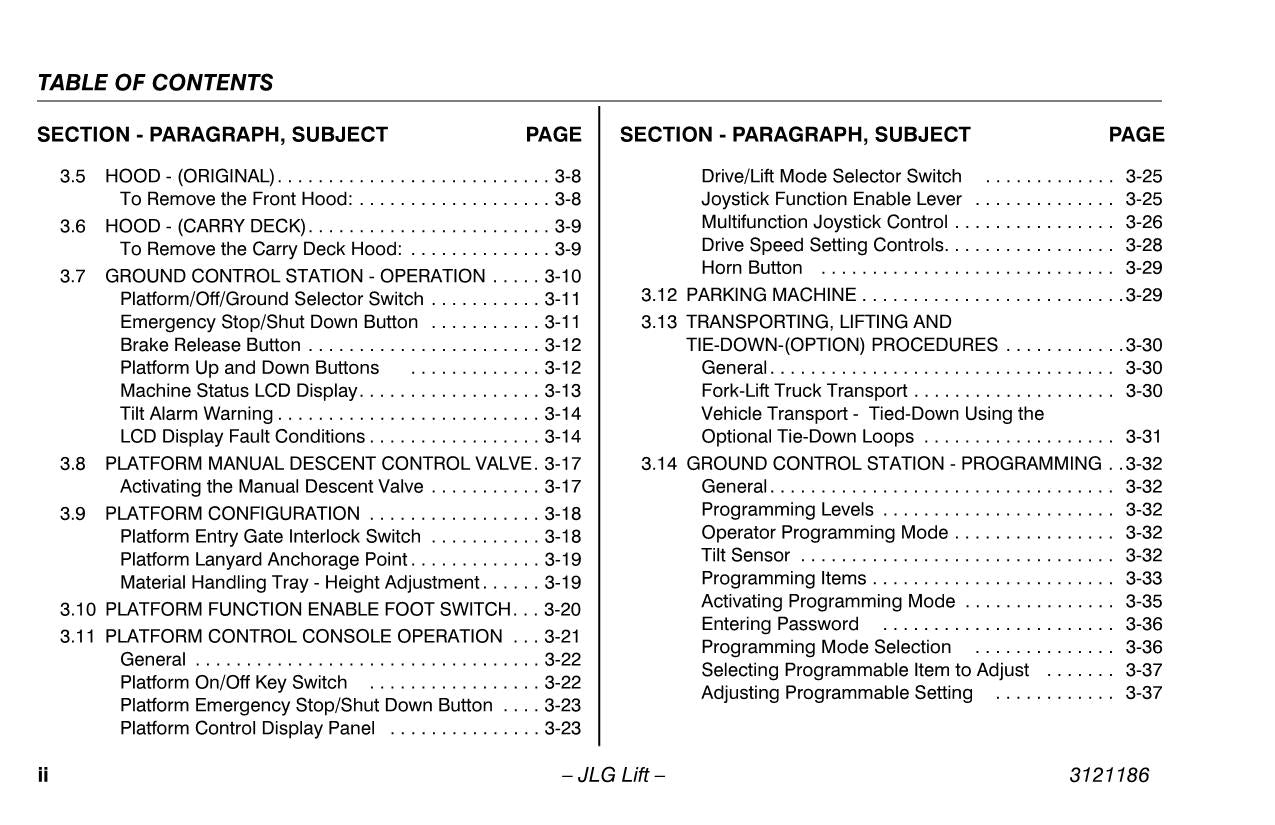 JLG SSV-10 Vertical Mast Maintenance Operation Operators Manual