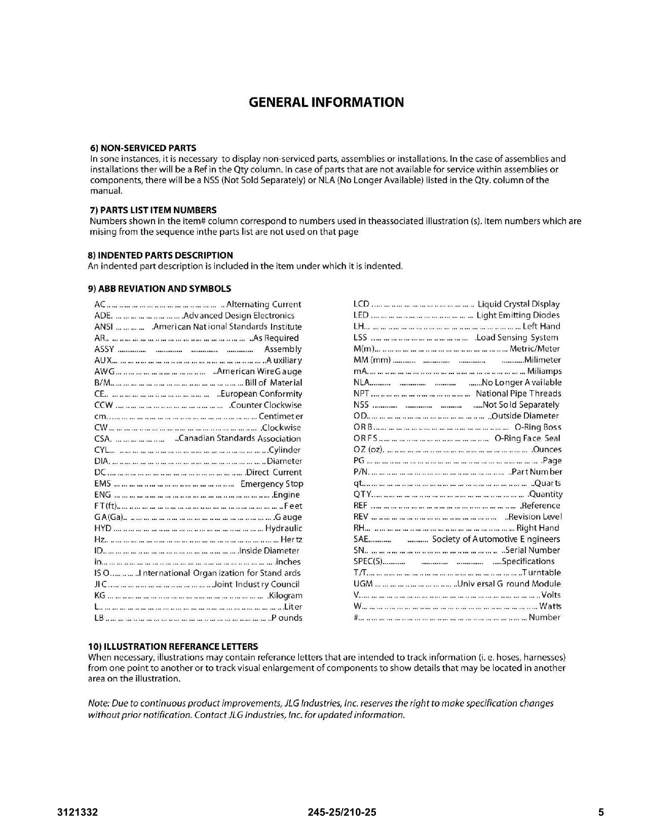 LIFTLUX 210-25 245-25 Scissor Lift Parts Catalog Manual