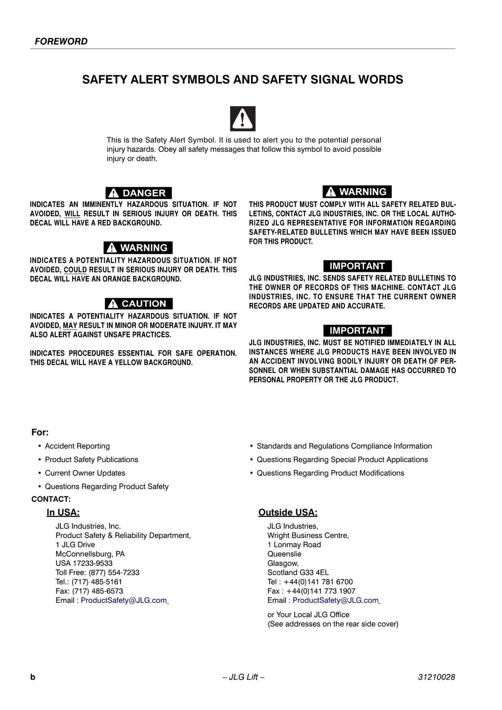 TOUCAN 1210 1310 Vertical Lift Maintenance Operation Operators Manual