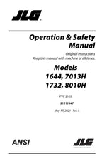 JLG 1644 1732 7013H 8010H Telehandler Maintenance Operators Manual 31211647