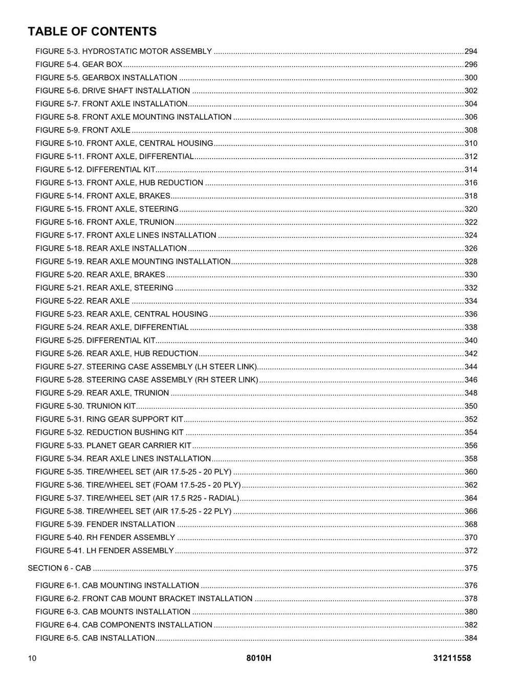 JLG 8010H Telehandler Parts Catalog Manual 31211558