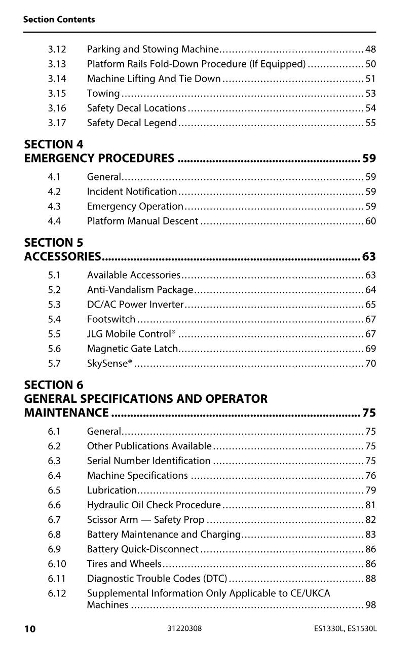 Manual del operador de mantenimiento y operación de elevadores de tijera JLG ES1330L ES1530L 31220308
