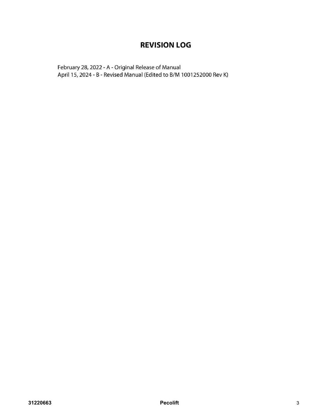 JLG POWER TOWER PECOLIFT Vertical Mast Parts Catalog Manual