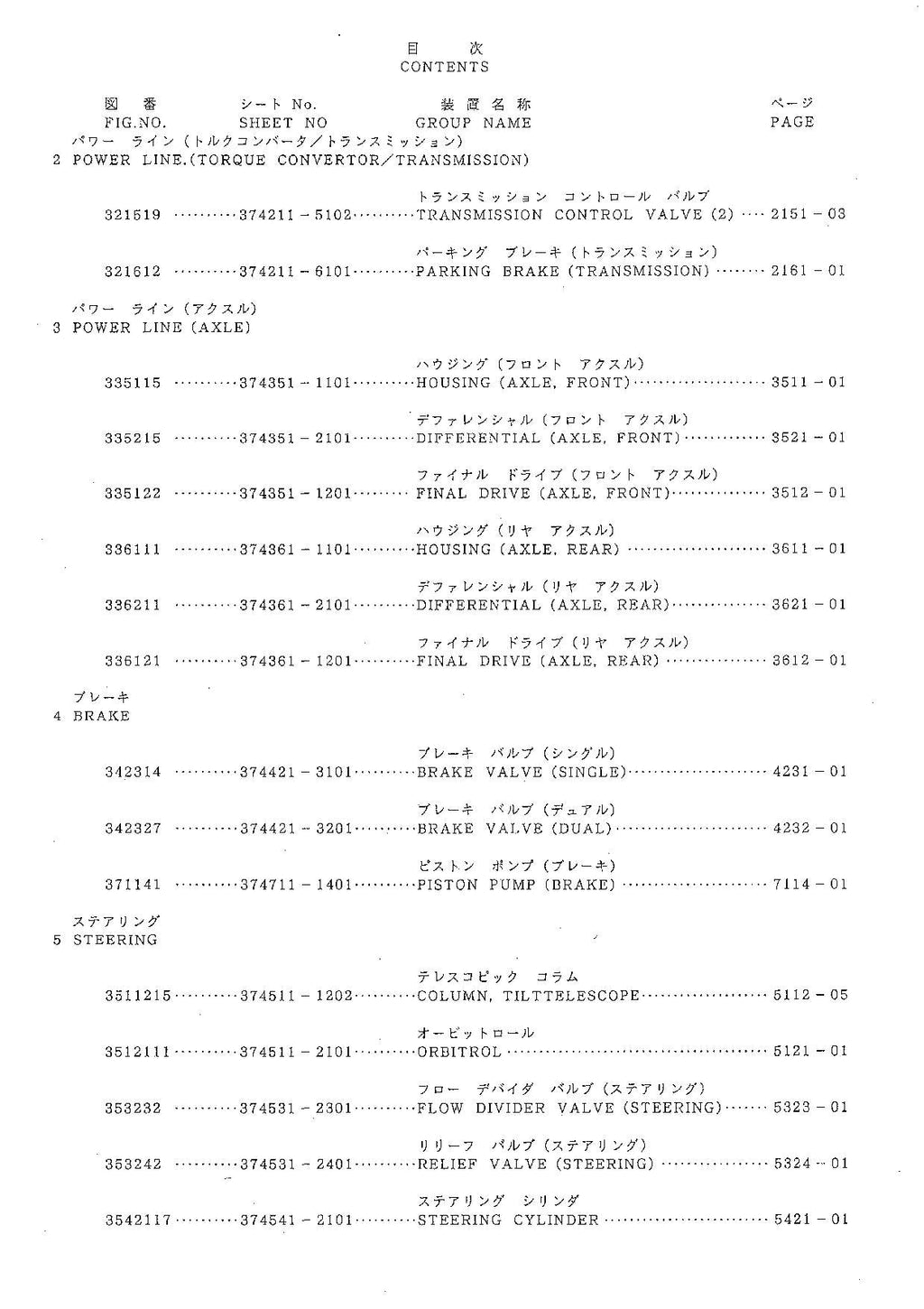 Hitachi FL335 Wheel Loader Equipment Component Parts Catalog Manual