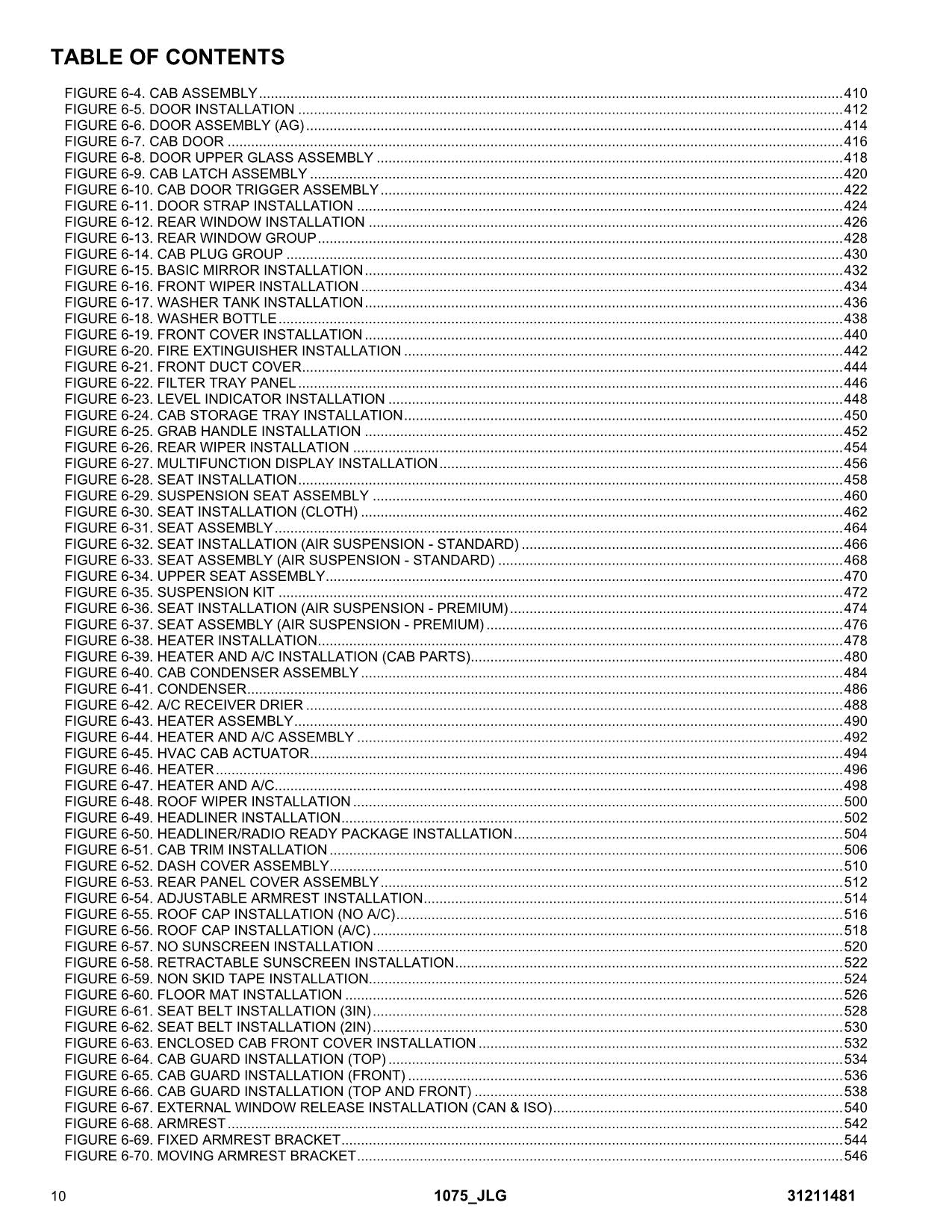 JLG 1075 Telehandler Parts Catalog Manual 31211481