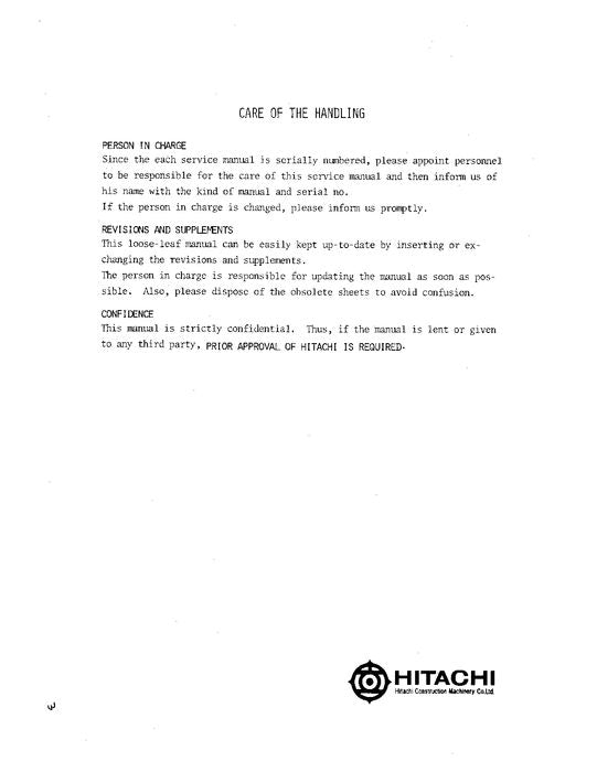 HITACHI UH031 EXCAVATOR SERVICE MANUAL