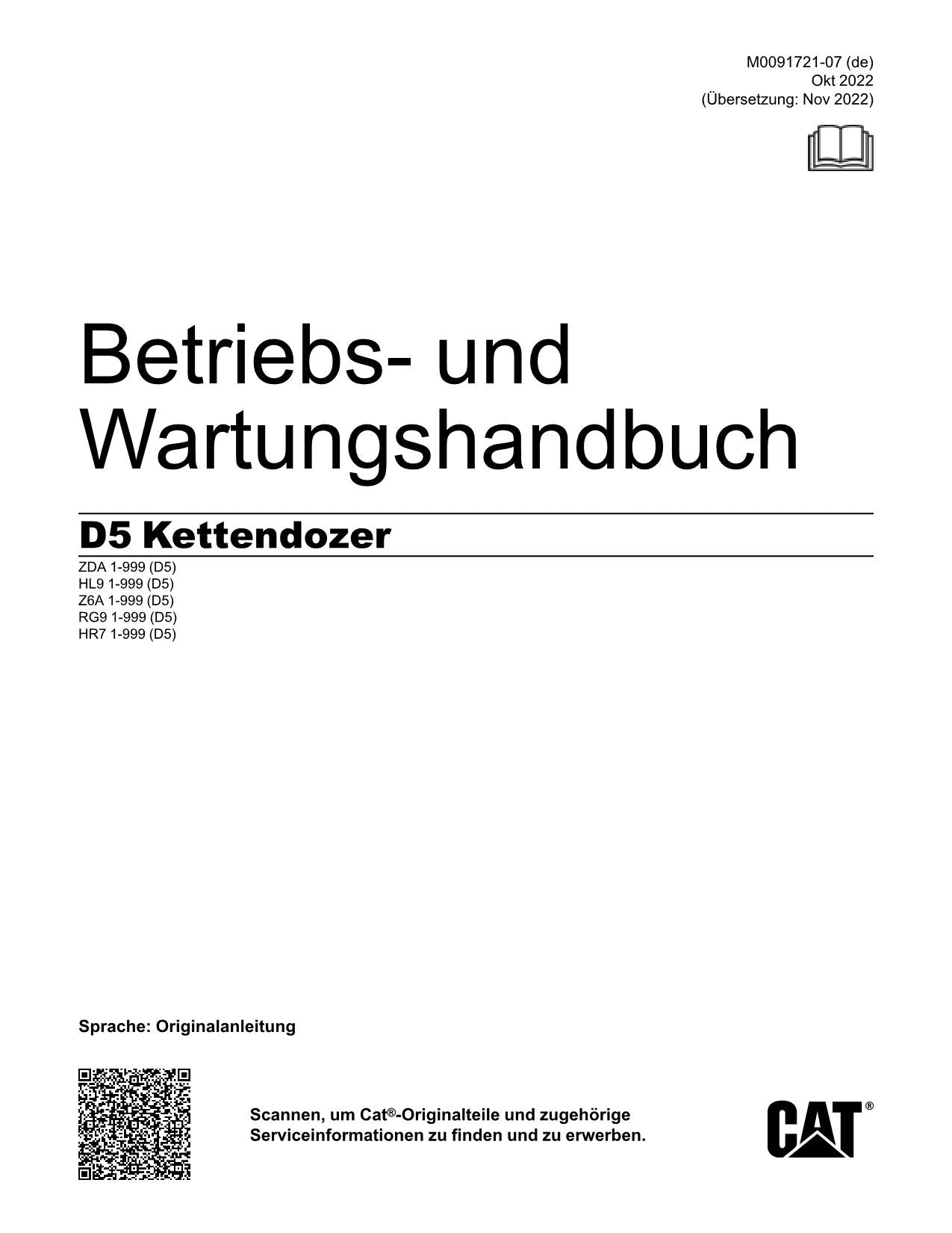 Caterpillar D5 Kettendozer Betriebsanleitung Wartungshandbuch Buch