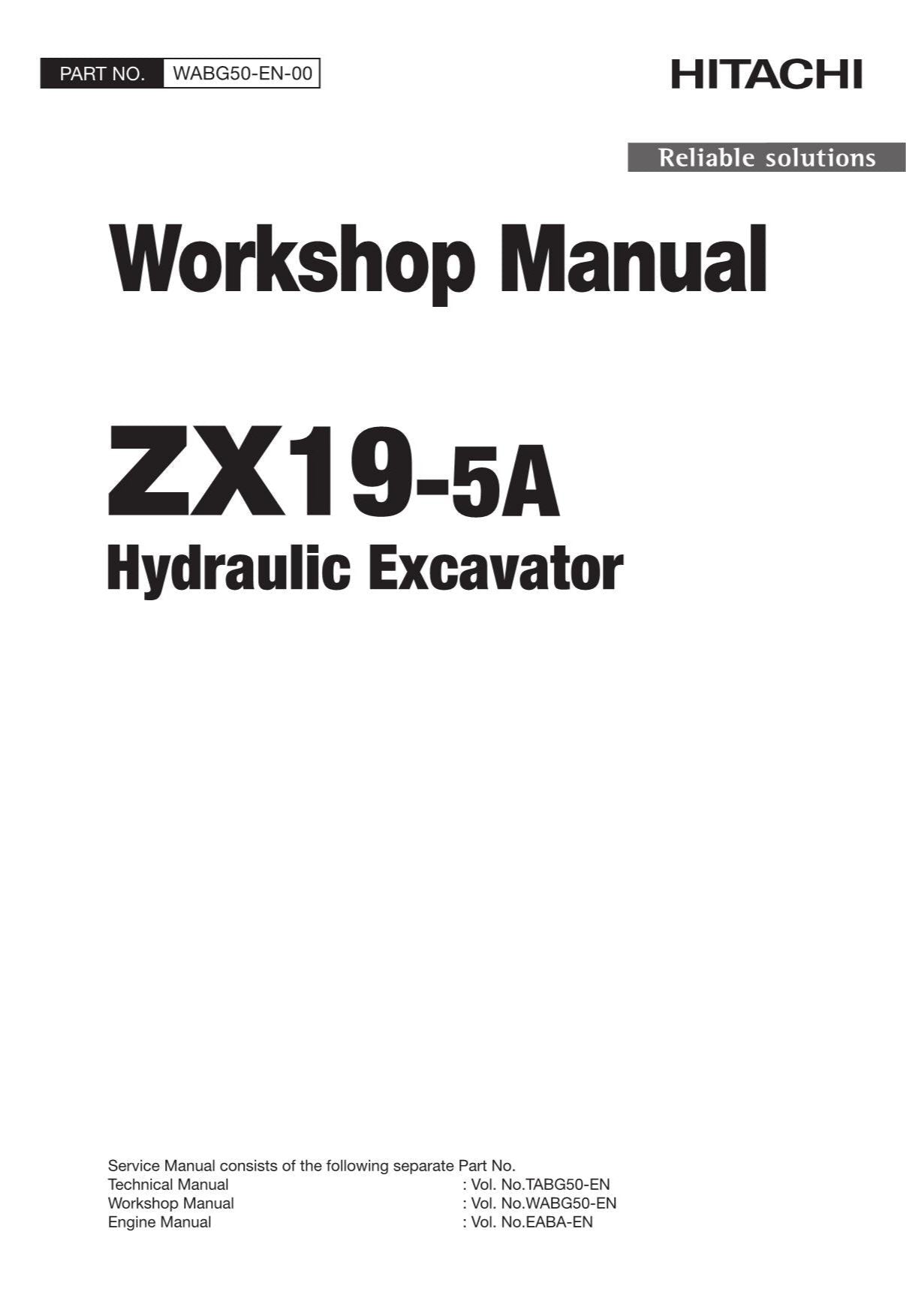 Manual de servicio y reparación de la excavadora Hitachi ZX19-5A