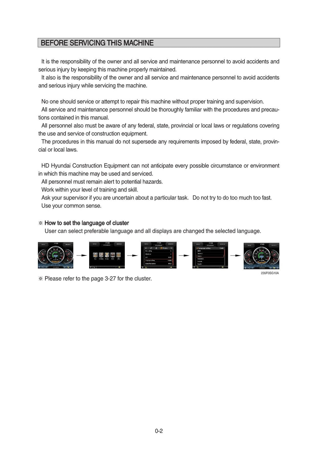 Hyundai HX235 LCR CRAWLER EXCAVATOR Operators Maintenance Manual