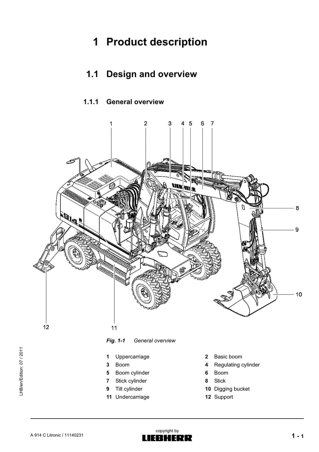 Liebherr A914 C Litronic Excavator Operators manual