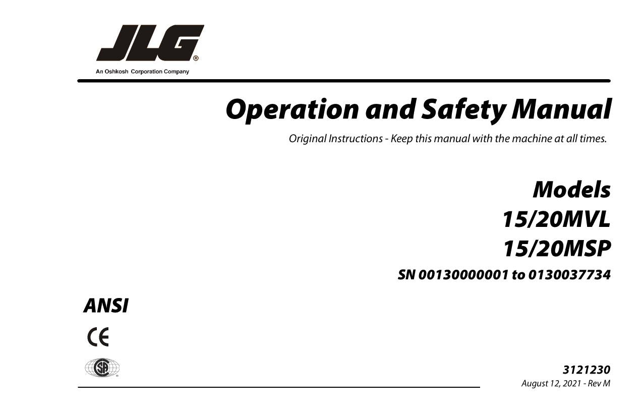 Manual del operador de mantenimiento y operación del mástil vertical JLG 15MSP 15MVL 20MSP 20MVL
