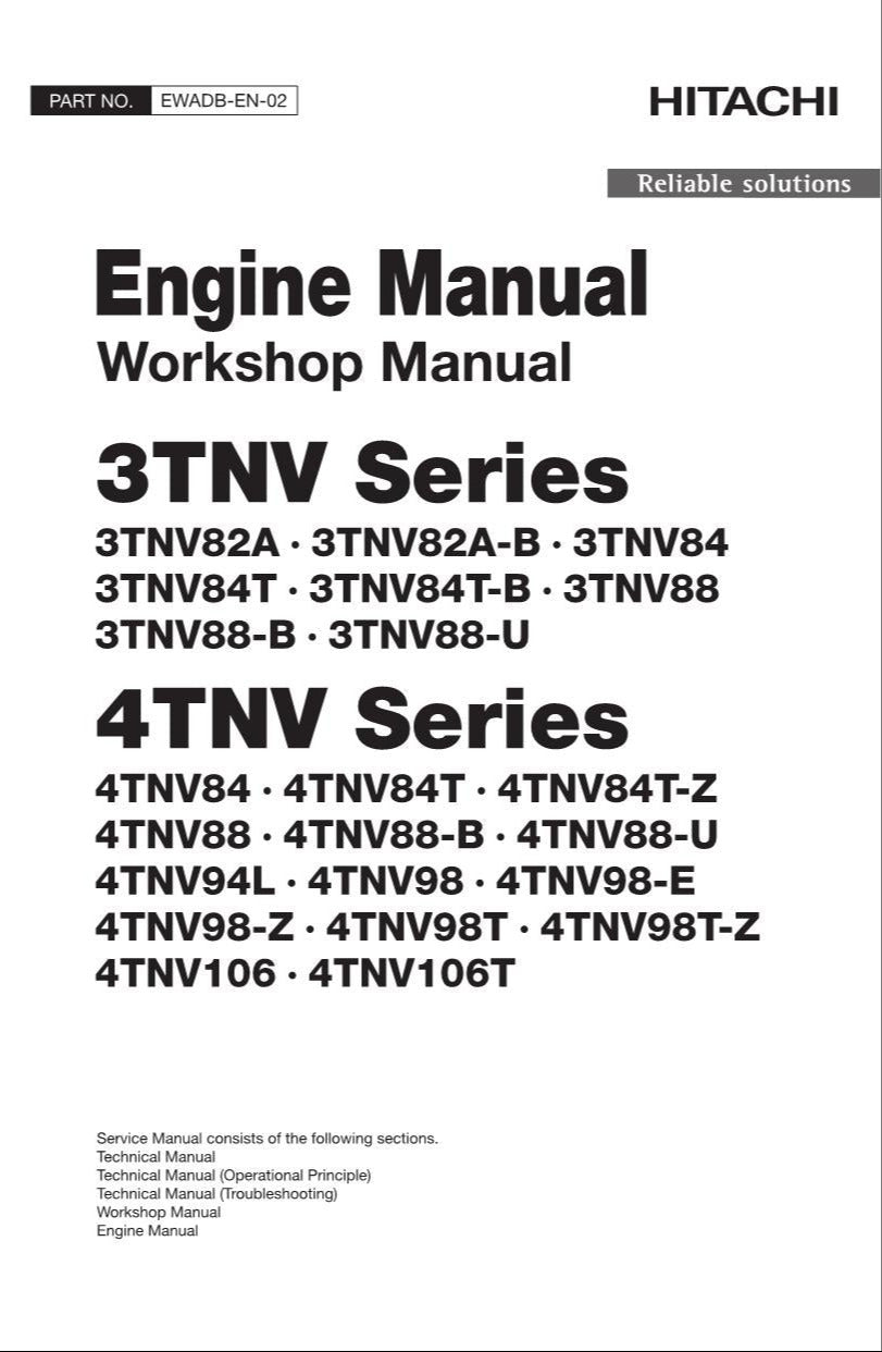 HITACHI 4TNV Series 4TNV98T-Z 4TNV106 4TNV106T Engine Workshop Service Manual