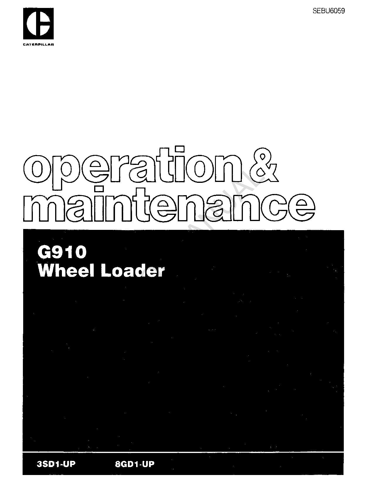 Manual de mantenimiento del operador de la cargadora de ruedas Caterpillar G910