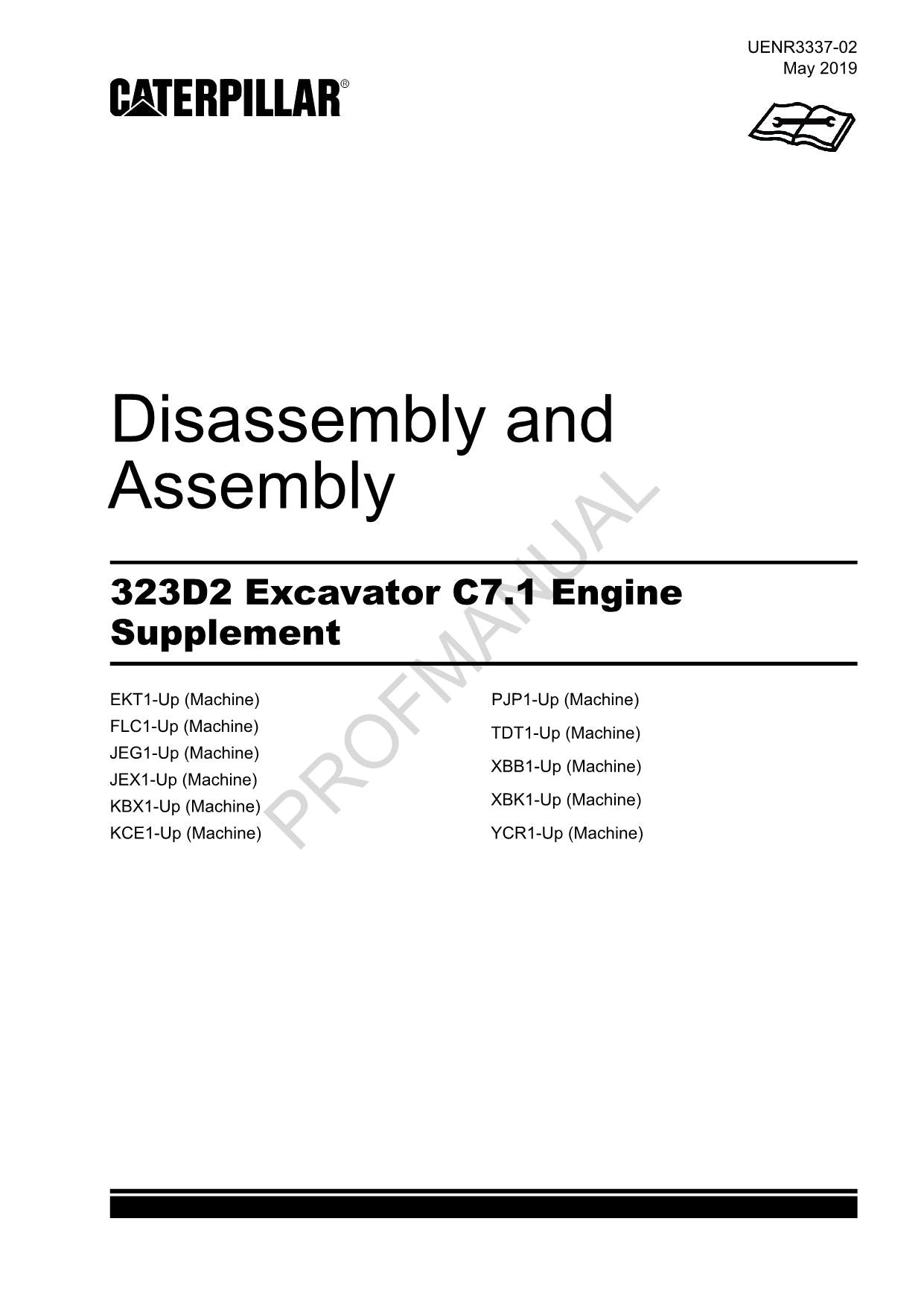 Caterpillar 323D2 Excavator C7.1 Engine Supplement Disassembly Assembly Manual