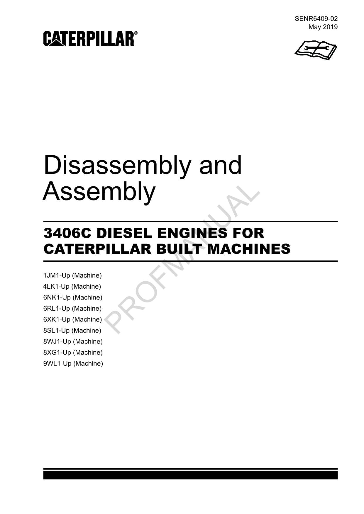 Caterpillar Cat 3406C GENERATOR SET ENGINE Disassembly Assembly Manual