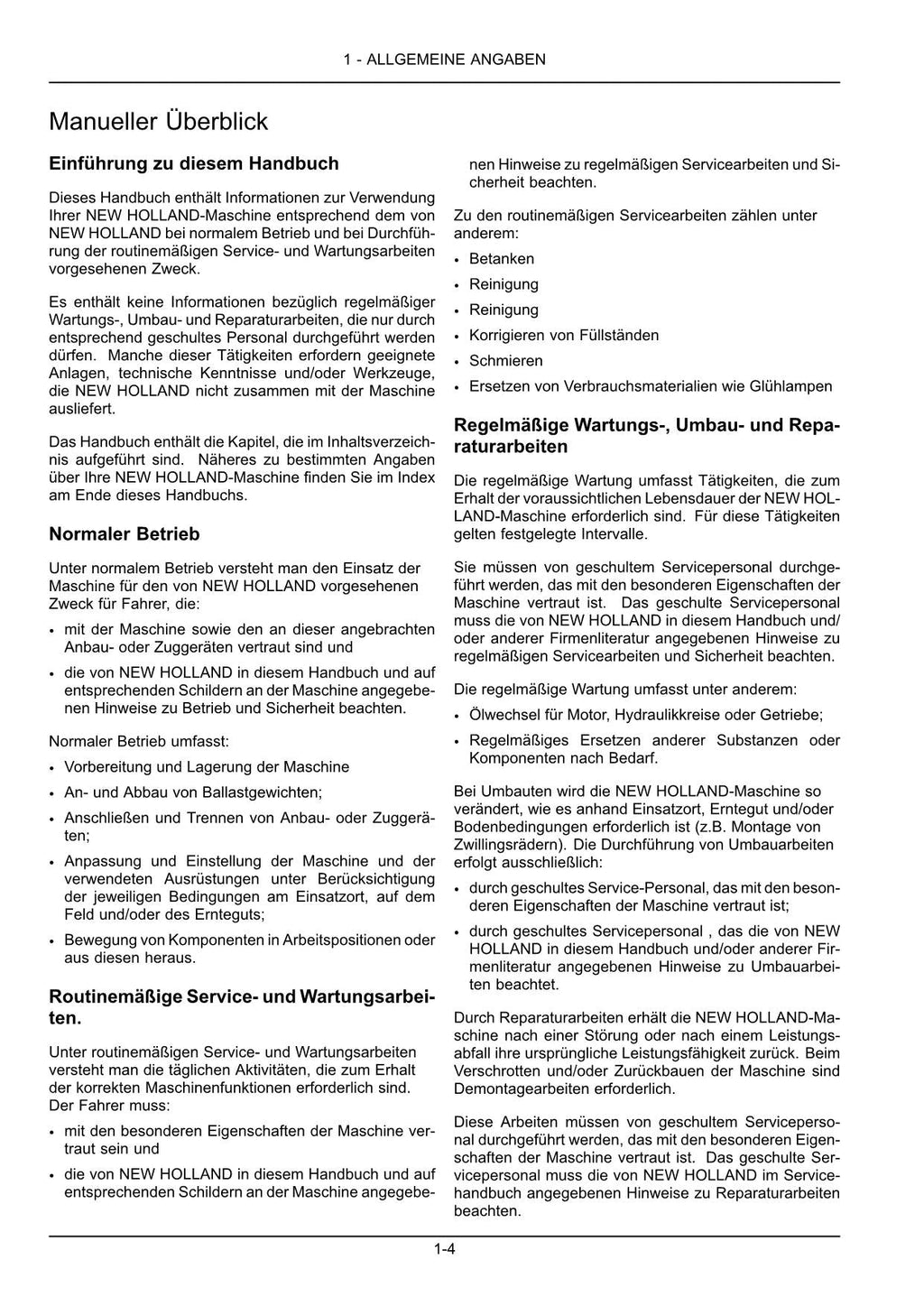 New Holland 840CD 880CF Draper Schneidwerk Betriebsanleitung Ab YHH042800