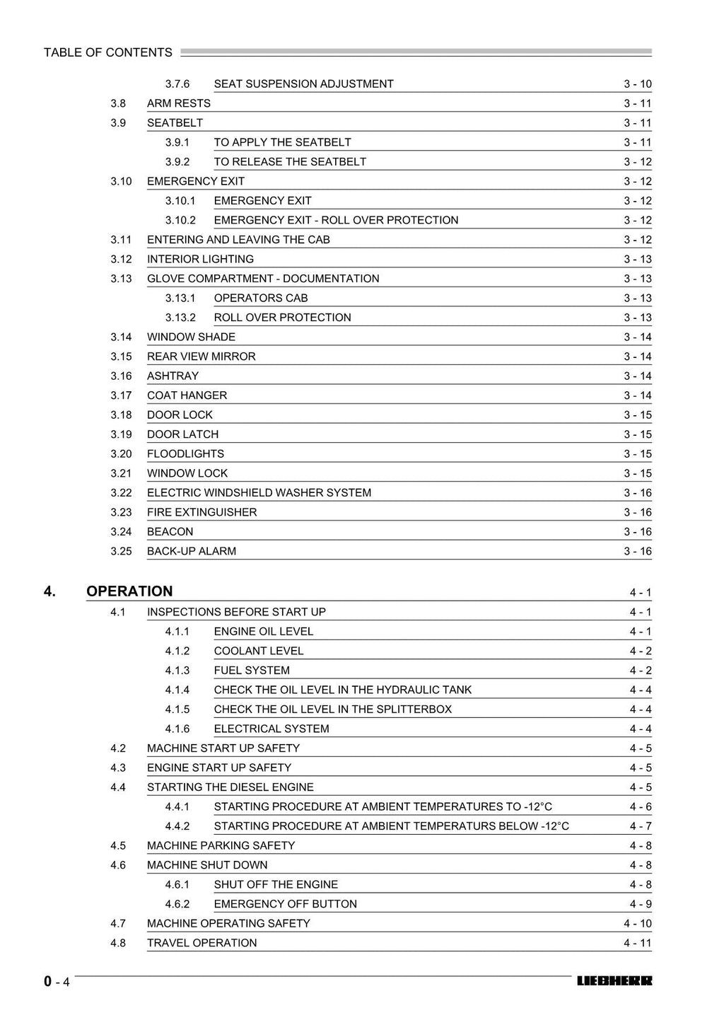 Liebherr RL52 Litronic Pipe Layer Operators manual