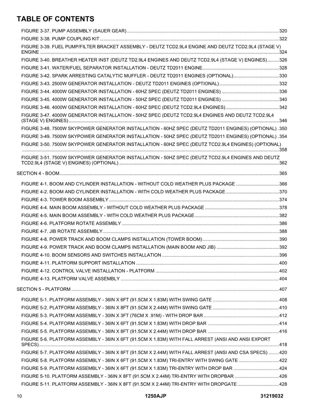 JLG 1250AJP Boom Lift Parts Catalog Manual 31219032