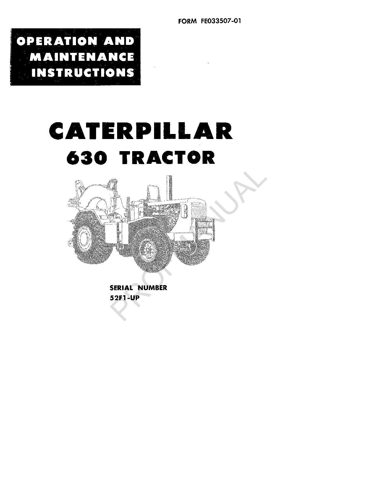 Manual de mantenimiento del operador del tractor Caterpillar 630