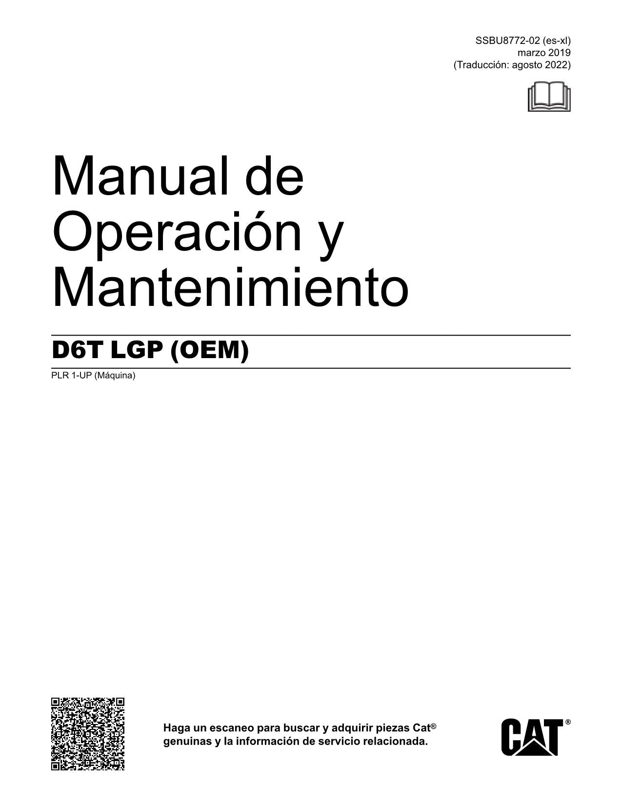 Caterpillar D6T LGP Tractor de Cadenas Manual de Operación y Mantenimiento