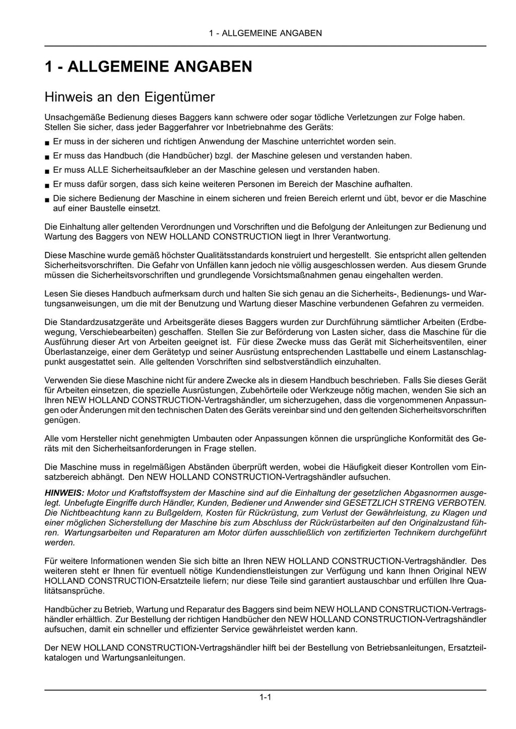 New Holland E175C E195C Bagger Betriebsanleitung 47512220