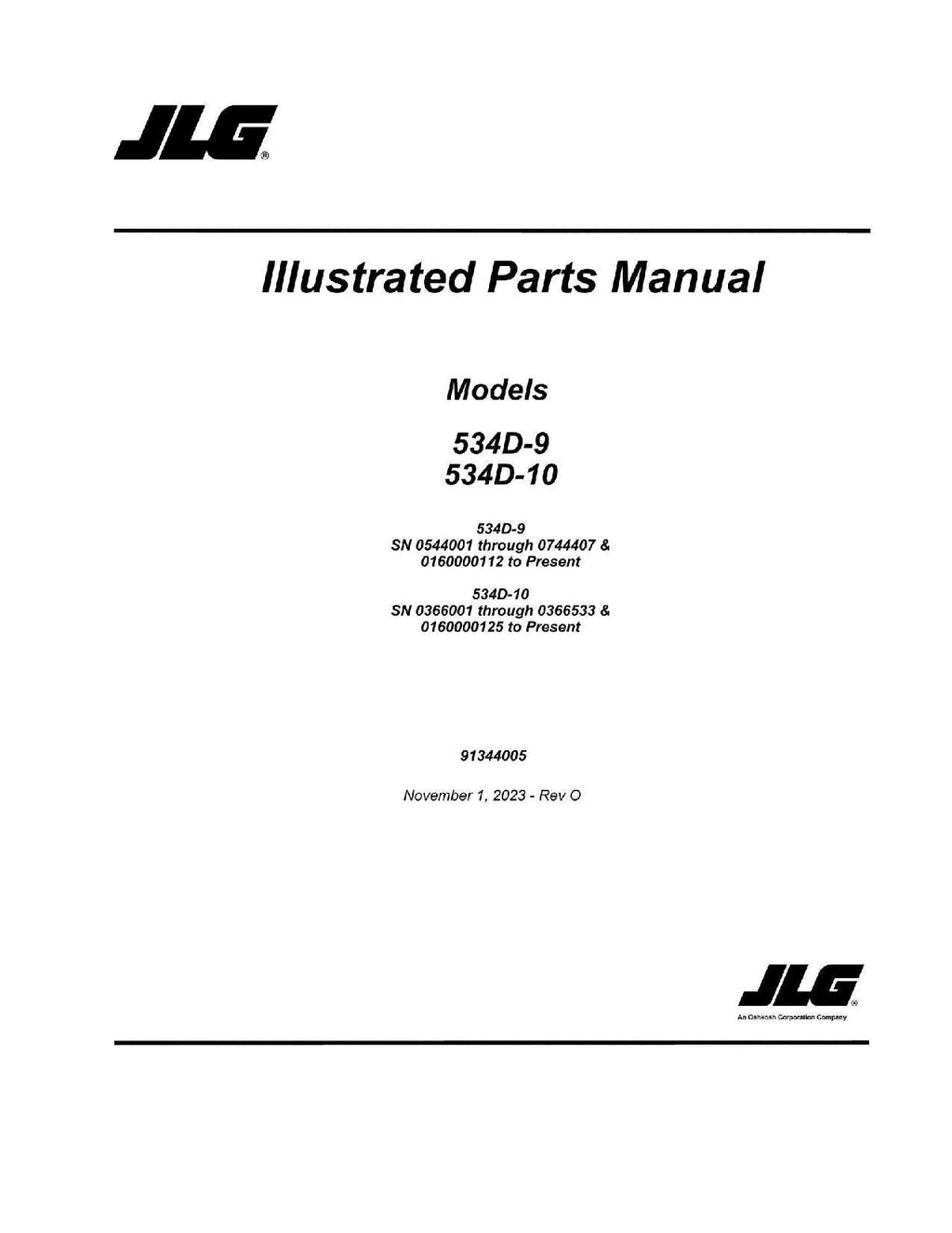 Manual del catálogo de piezas del manipulador telescópico JLG 534D-10 534D-9
