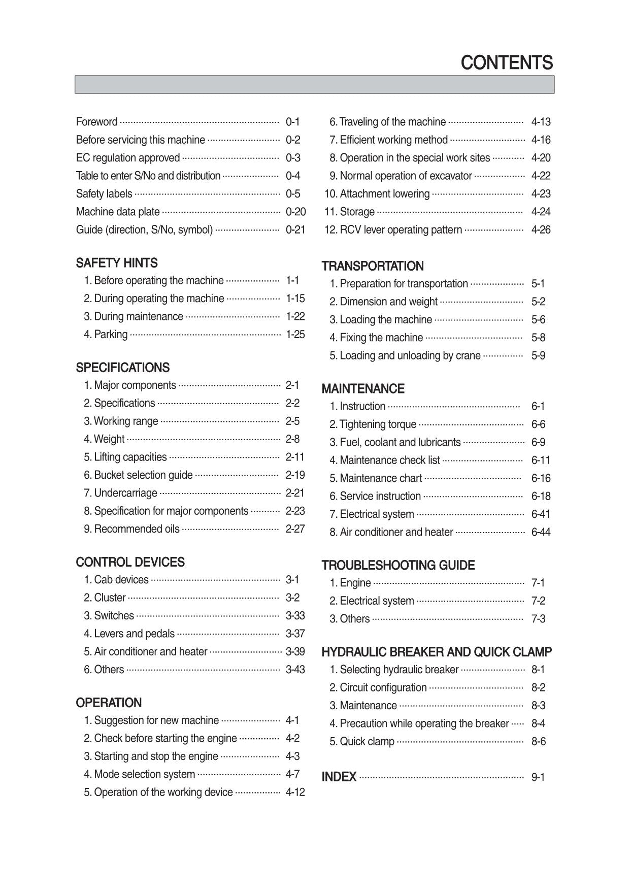 Hyundai HX225S L CRAWLER EXCAVATOR Operators Maintenance Manual
