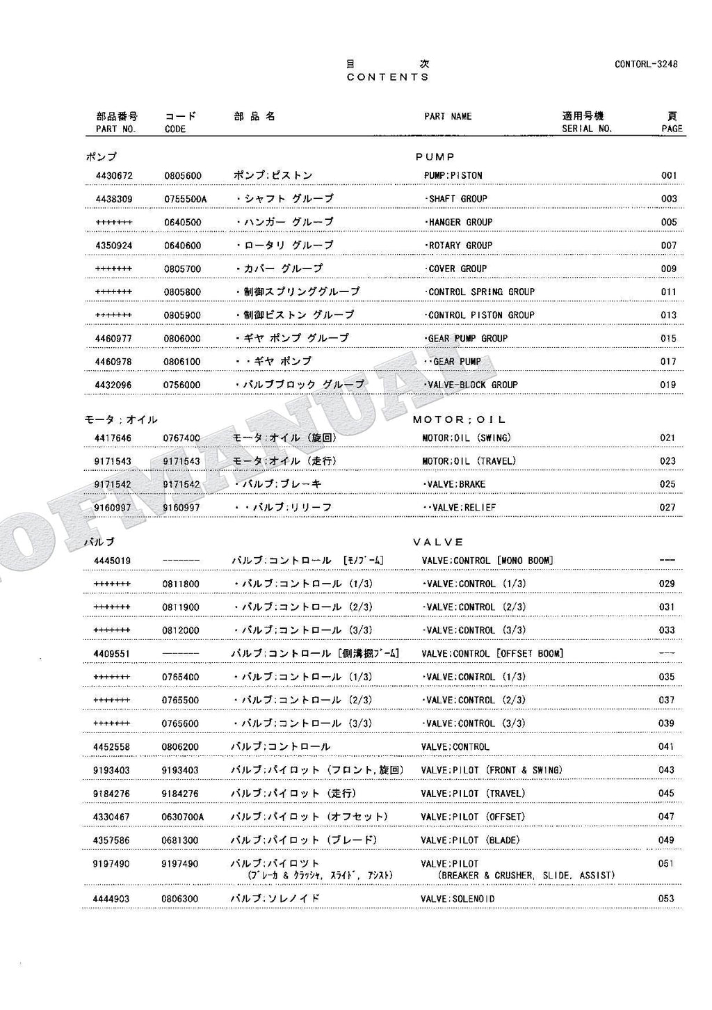 HITACHI ZAXIS ZX75US Equipment Component Excavator Parts Catalog Manual