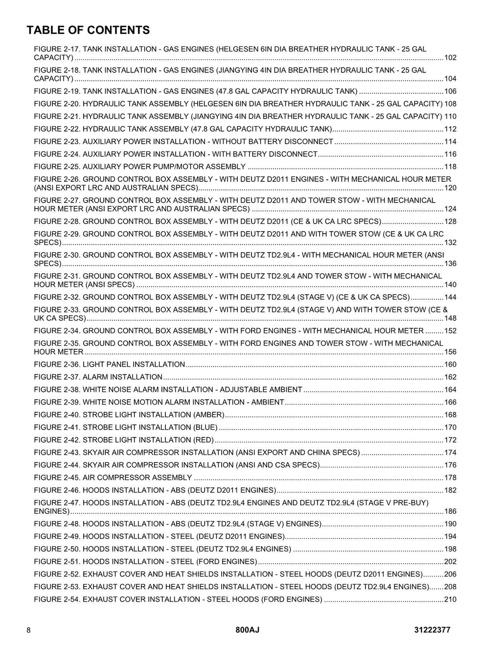 JLG 800AJ Boom Lift  Parts Catalog Manual