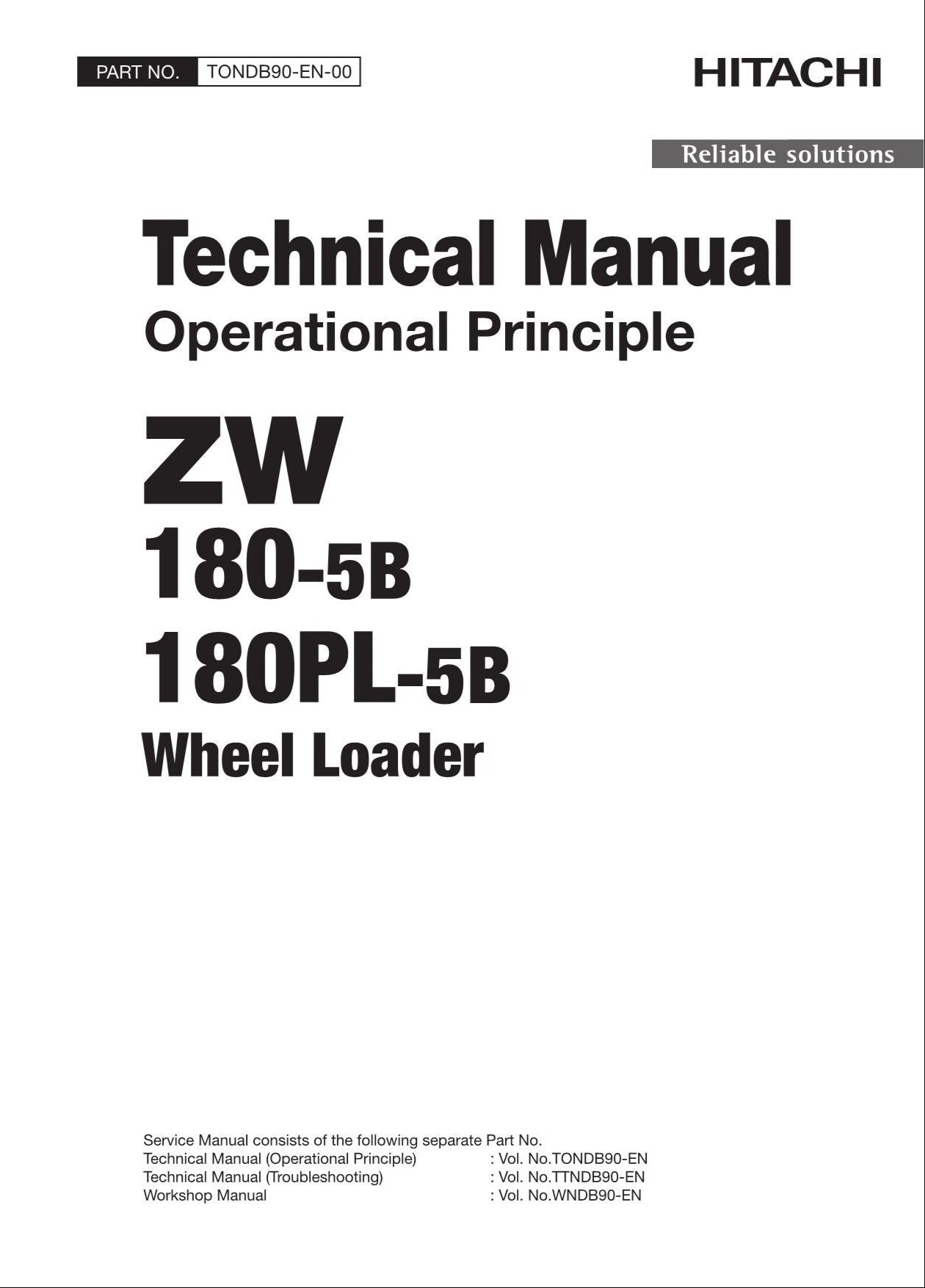 Hitachi ZW180-5B ZW180PL-5B Wheel Loader Technical Manual Operational Principle