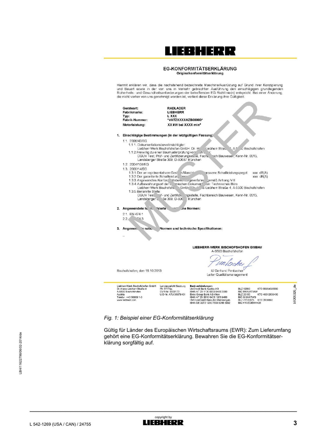 Liebherr L542 USACAN Radlader Betriebsanleitung ser 24755