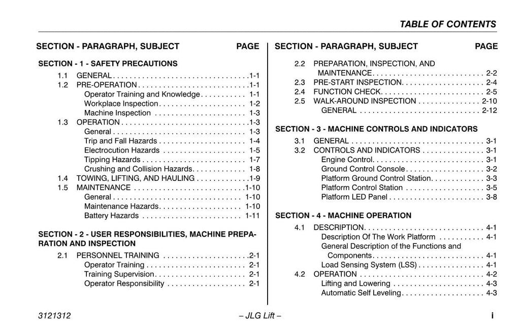 LIFTLUX 245-12 Scissor Lift Maintenance Operation Operators Manual