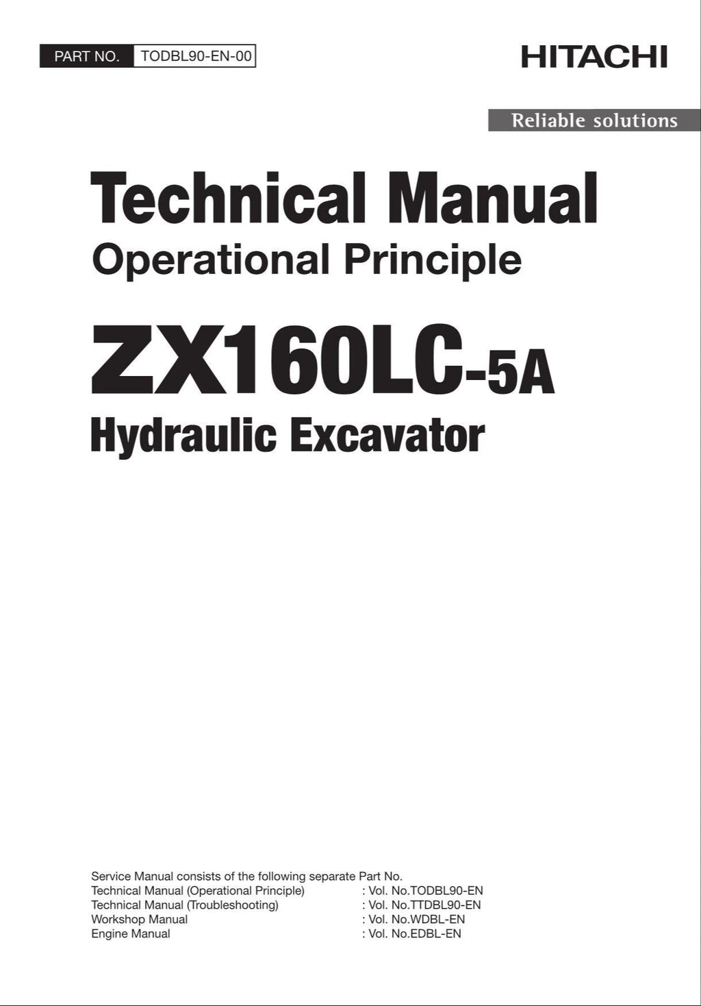 HITACHI ZAXIS ZX160LC-5A Excavator Operational Principle Technical Manual