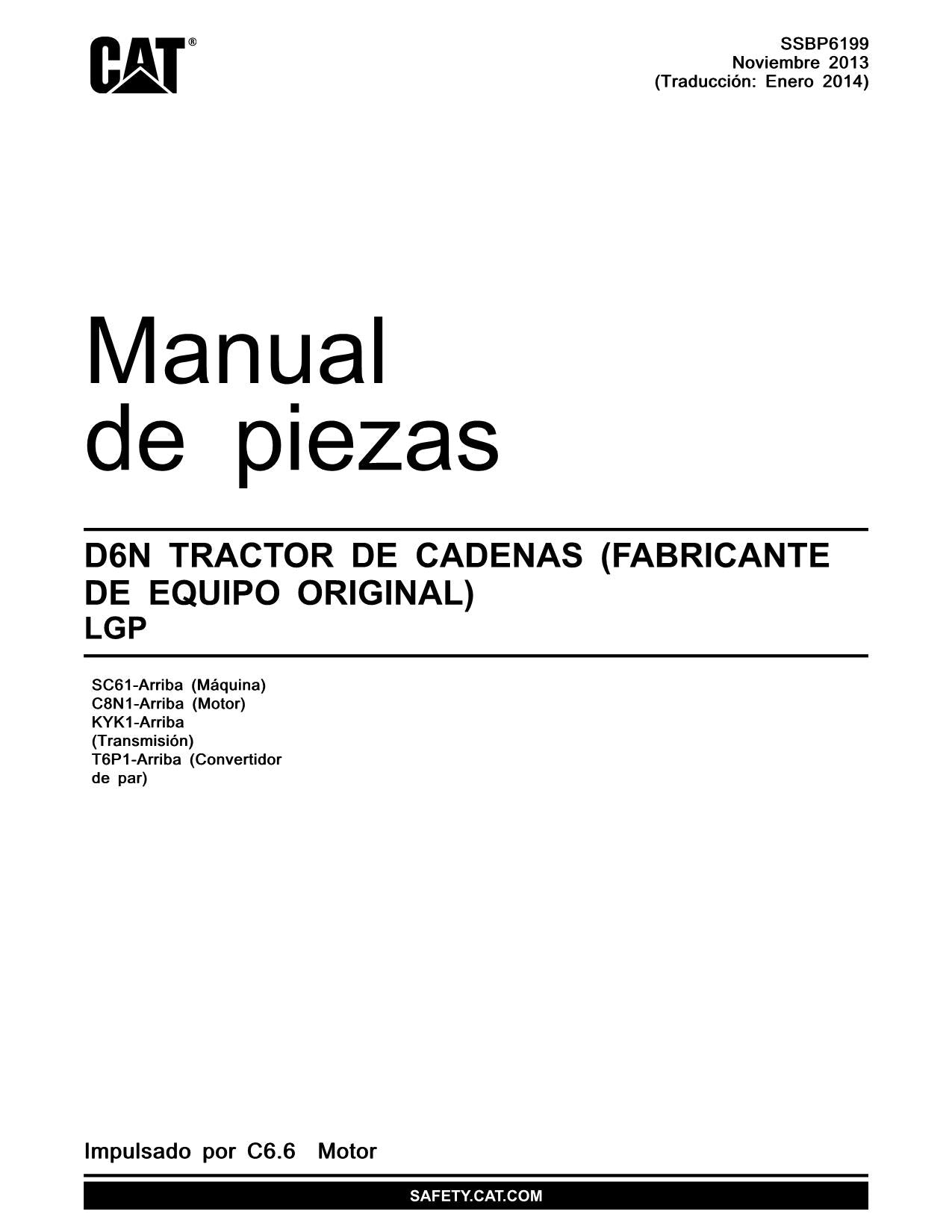 Caterpillar D6N Tractor de Cadenas Manual de piezas Español