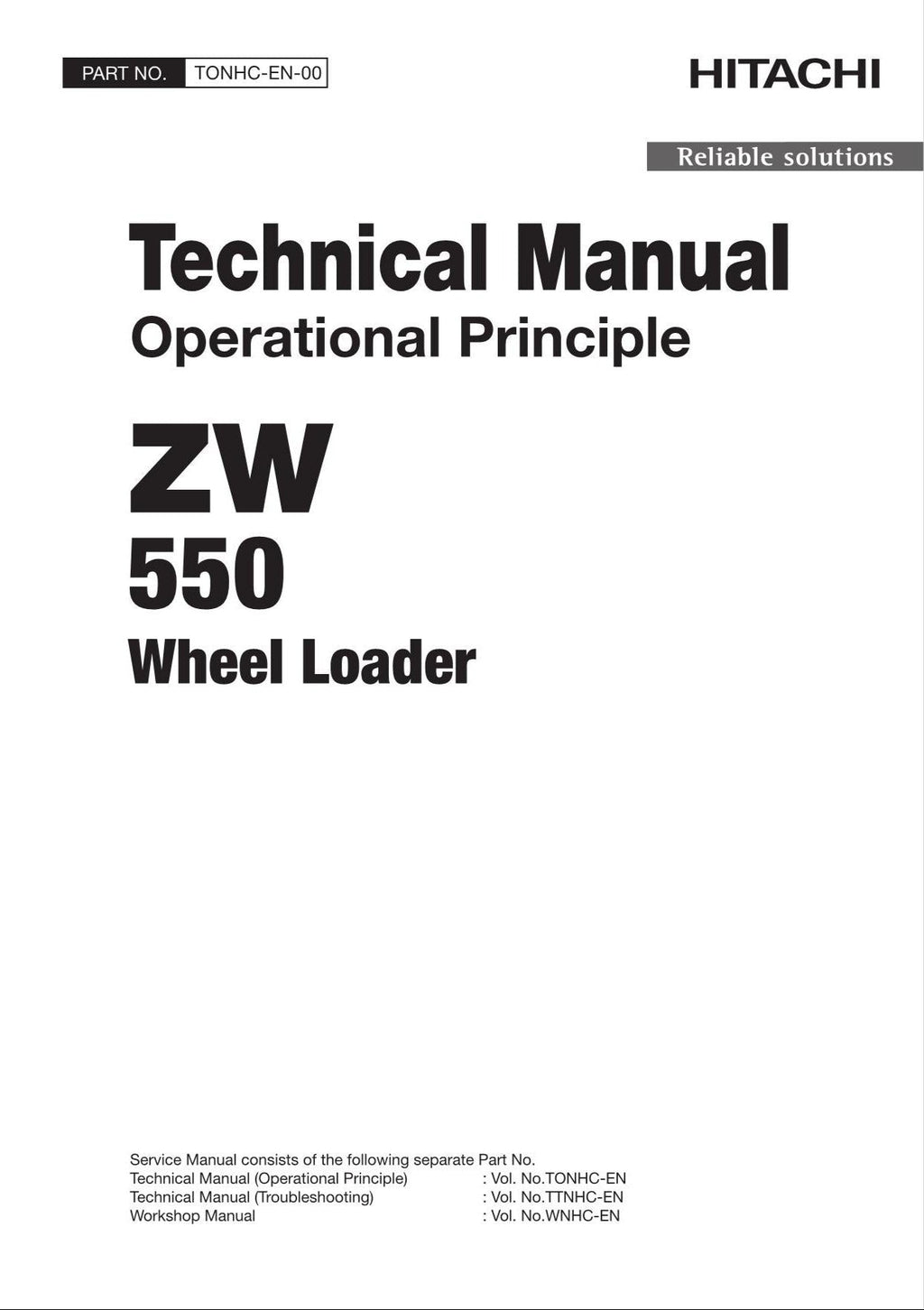 Hitachi ZW550 Wheel Loader Technical Manual Operational Principle TONHC-EN-00