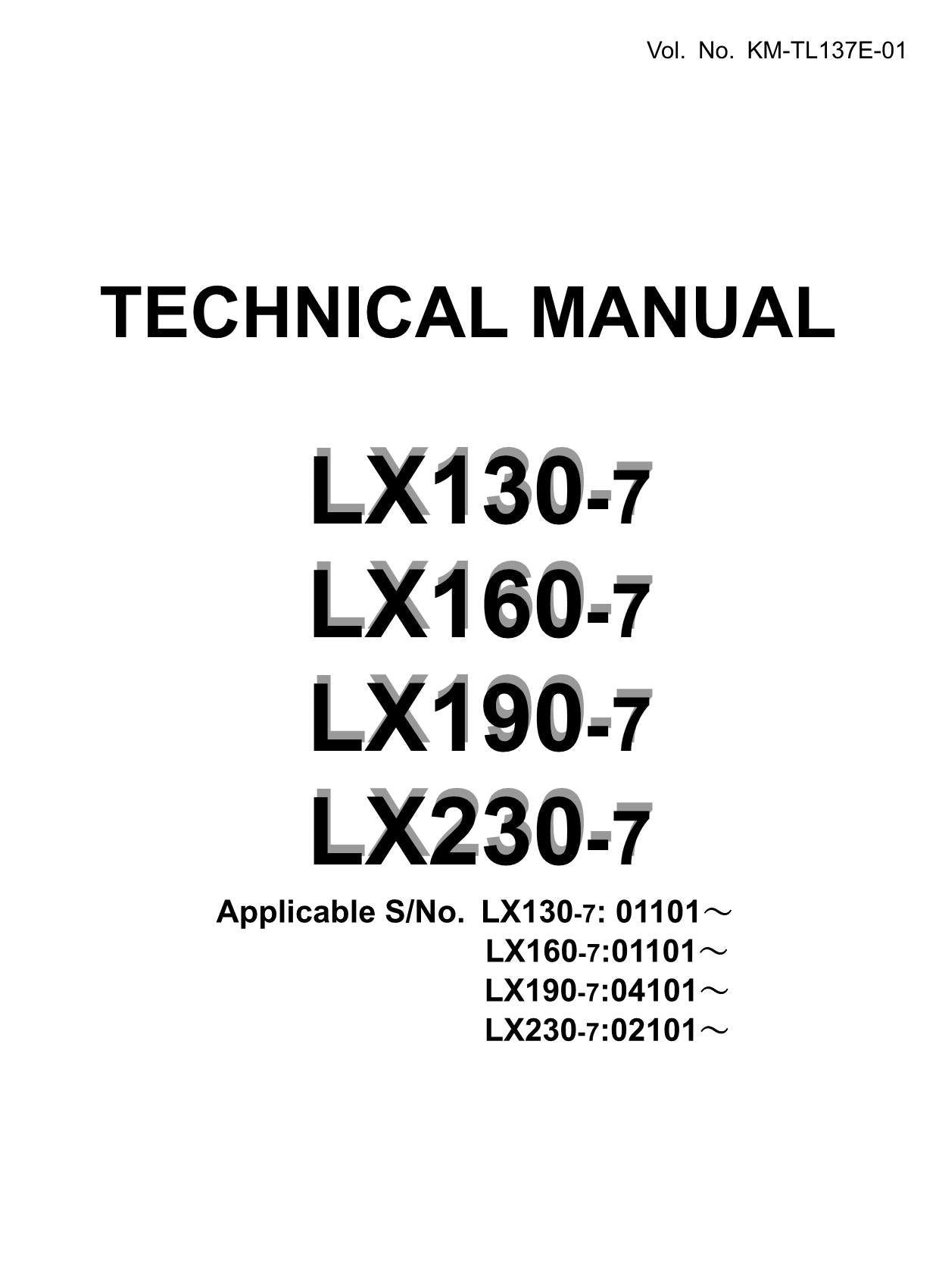 Hitachi LX130-7 LX160-7 LX190-7 LX230-7 Wheel Loader Tech Manual +Schematics