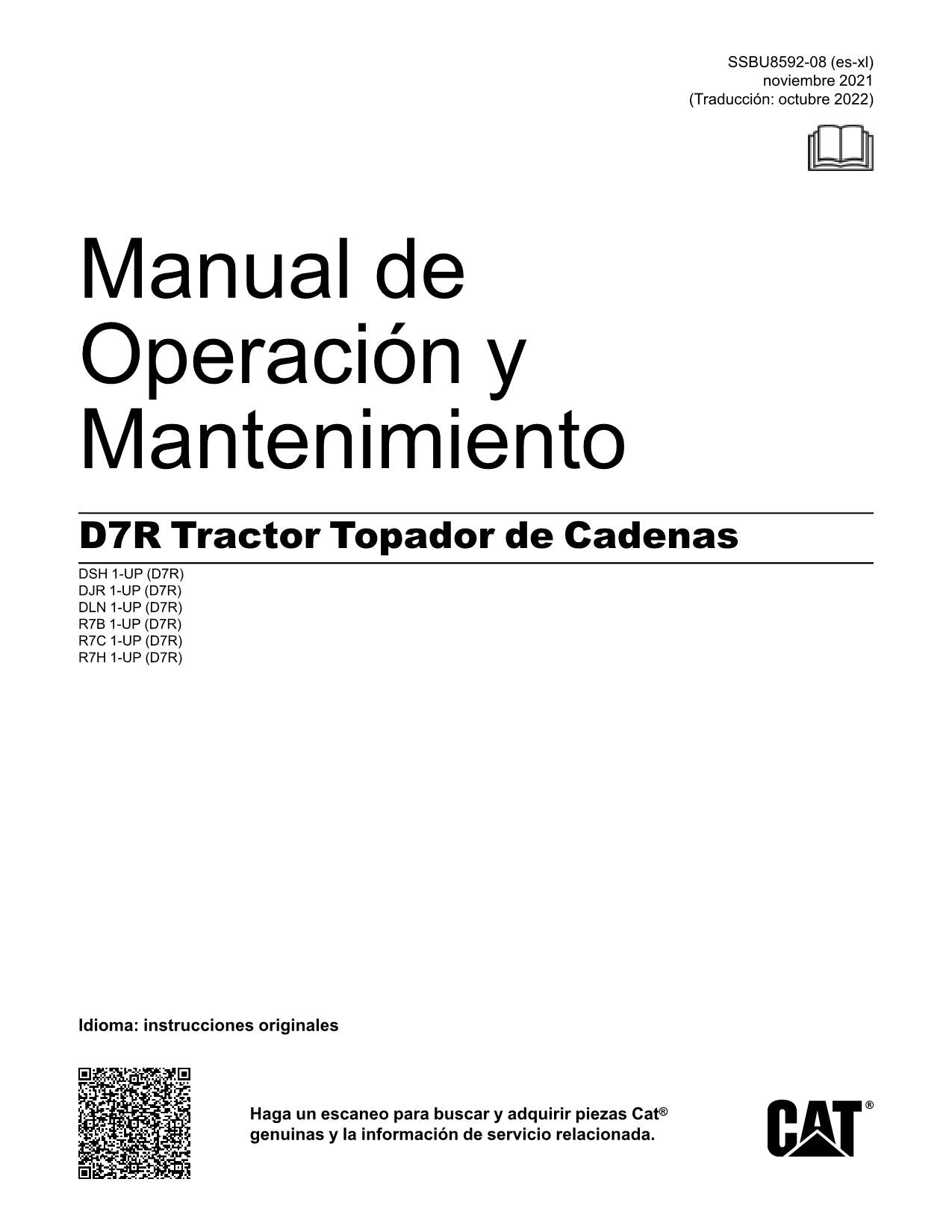 Caterpillar D7R Tractor de Cadenas Manual de Operación y Mantenimiento SSBU8592