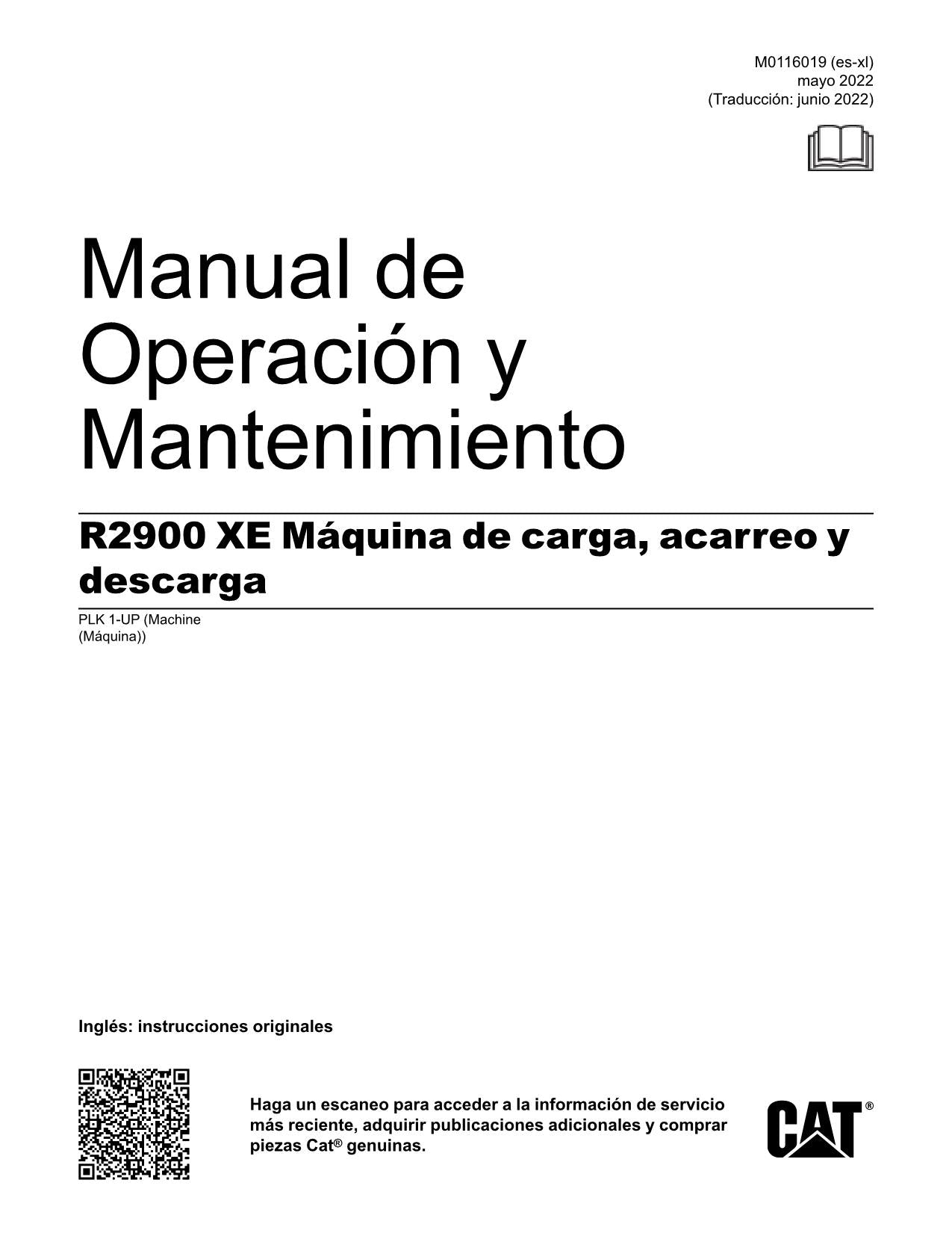 Caterpillar R2900 XE Maquinaria subterránea Manual de Operación y Mantenimiento