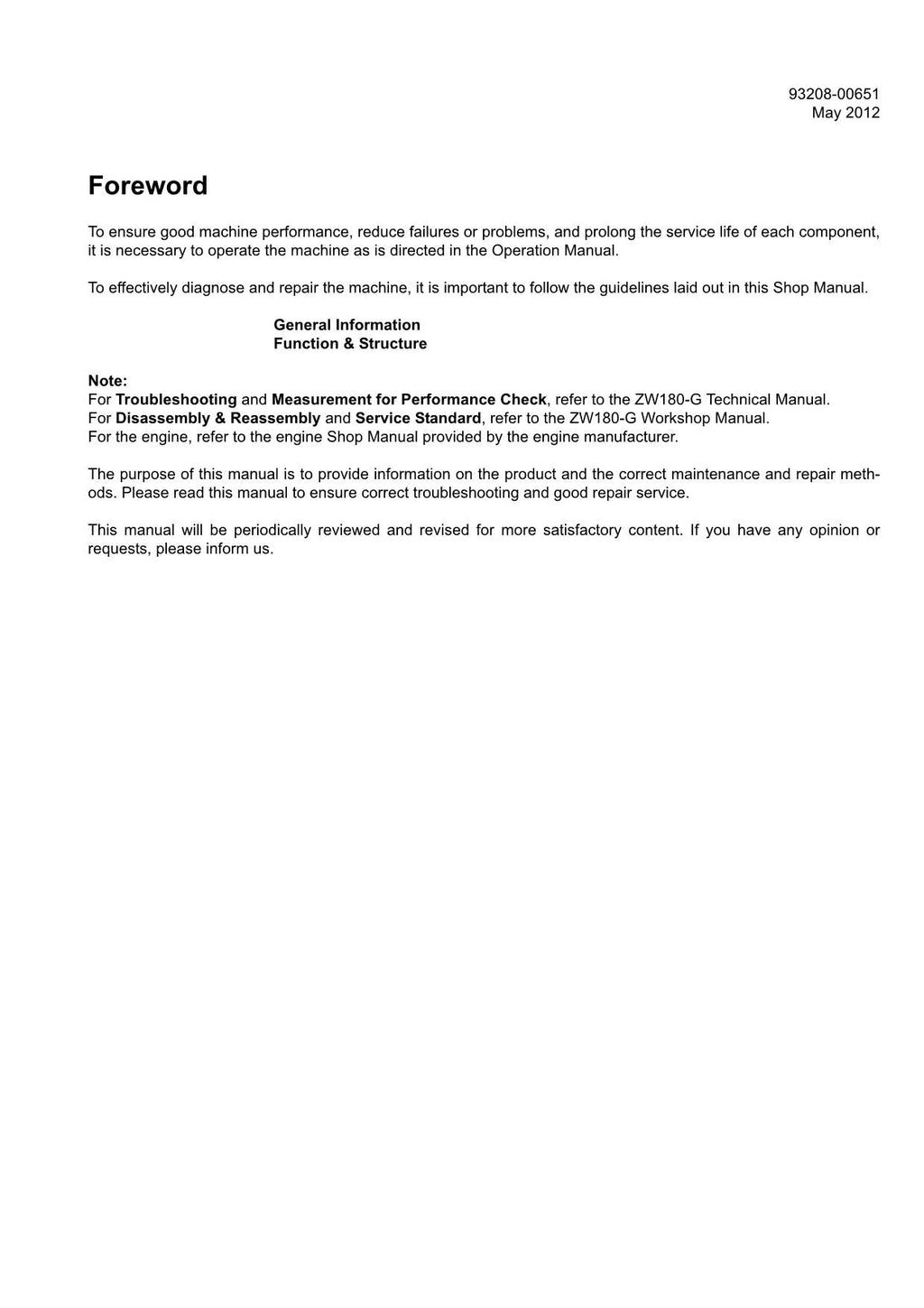 Hitachi ZW180-G Wheel Loader Technical Manual Operational Principle