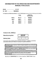Liebherr R912 Litronic Excavator Operators manual serial 4001