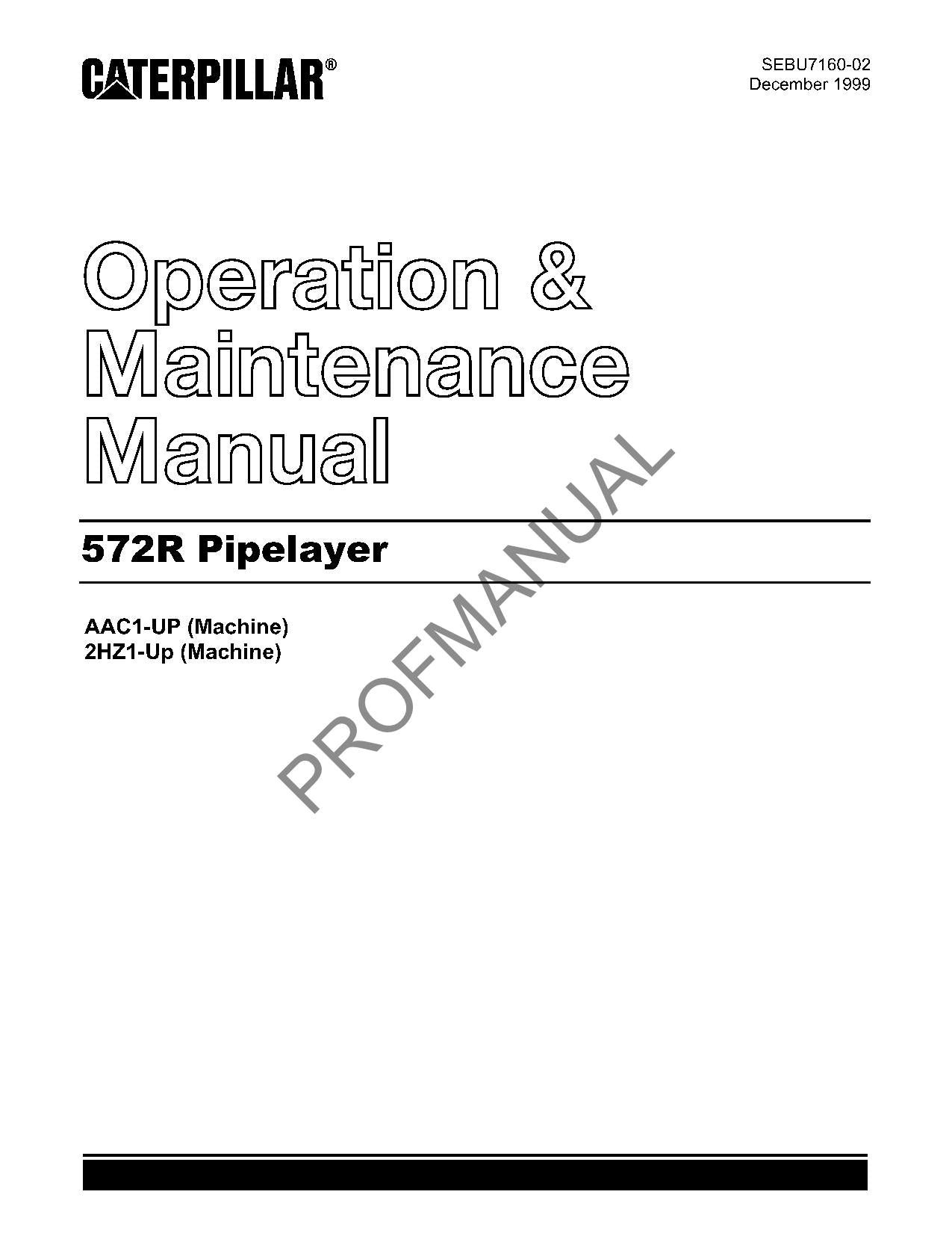 Manual de mantenimiento del operador del tiendetubos Caterpillar 572R