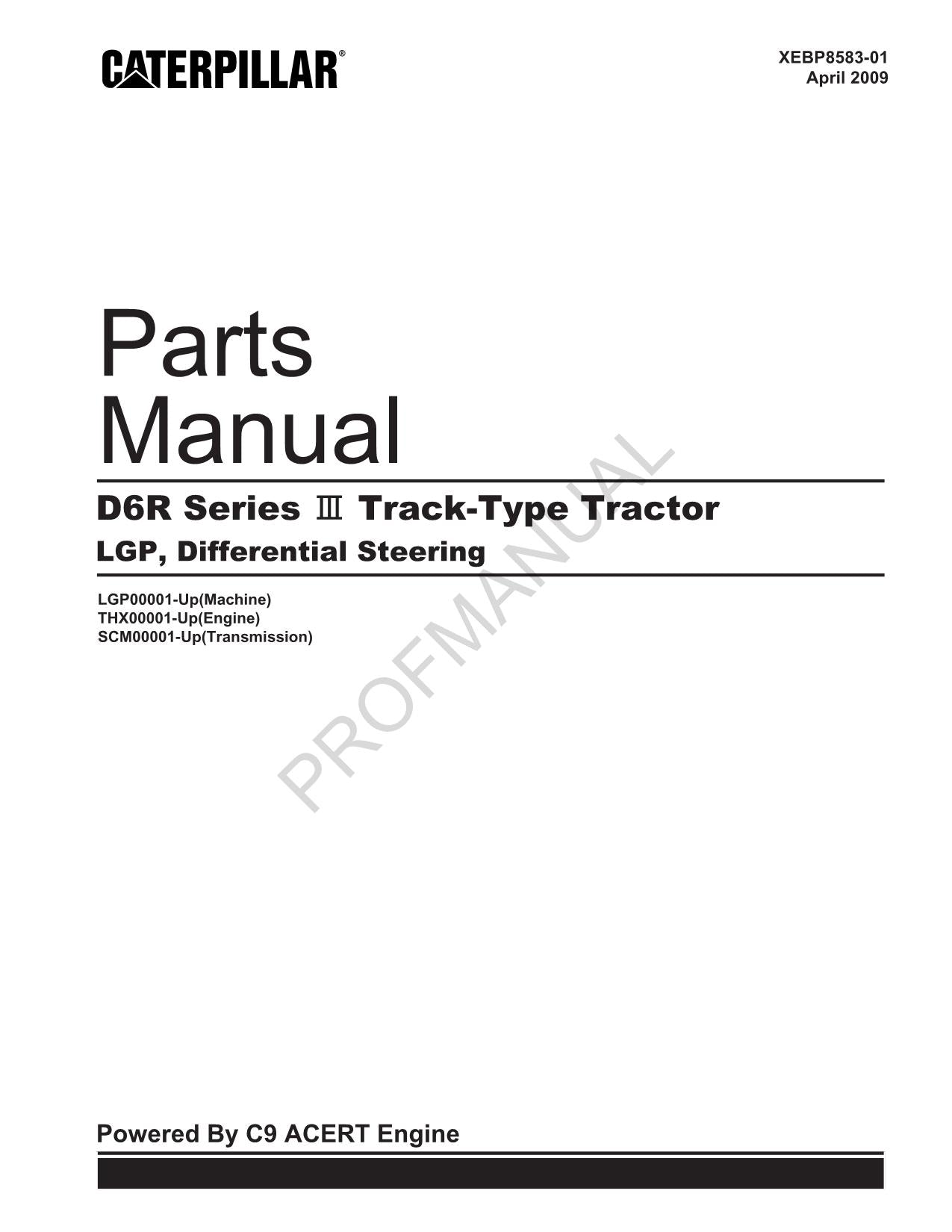 Caterpillar D6R Series III Track Type Tractor LGP Parts Catalog Manual XEBP8583