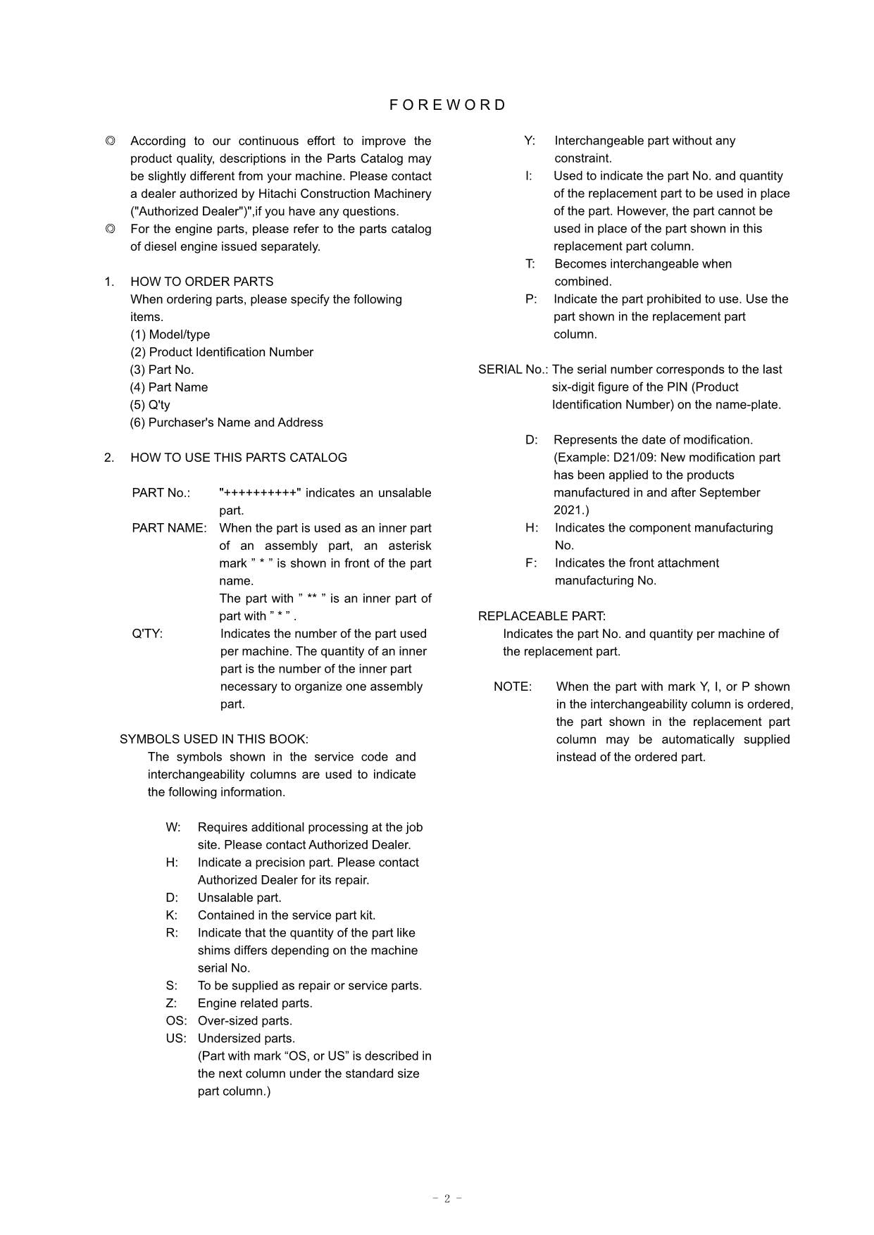 Hitachi ZW550-6 North America Spec Wheel Loader Parts Catalog Manual